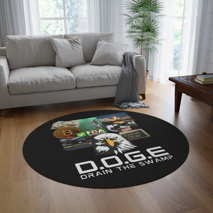 "D.O.G.E. Department of Government Efficiency – Drain the Swamp" Round Floor Rug